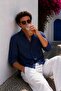 Men's Muslin Fabric Long Sleeve Navy Blue Shirt Relaxed Fit Ls-19848 - 2