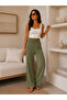 Women's Khaki High Waist Elastic Woven Trousers Cm26Pl00065 - 3