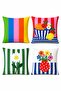 Set of 4 Cushion Covers with Red Flower Pot and Flower Pattern - 3