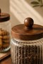 Acacia Lid Glass Jar Set of 3 with Wooden Stand Coffee Corner Organizer 600 ml - 2