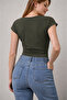 Women's Double Breasted Collar Draped Short Sleeve V-Neck Stretch Fabric Casual Stylish Blouse 202 - 2