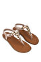 Women's Genuine Leather Gold Flat Sandals - 2