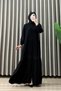 Selena Dress Viscose Lace Fabric Women's Black Open-Front Dress with Buttons and Lace Detail Comfortable Cut Hijab Dress