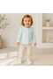Girls' Waffle Textured Ruffled Long Sleeve Buttoned Cardigan
