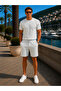 Men's Premium Jogger Loose Textured A.Blue Linen Shorts - 5