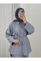 طقم أدار فراولة مع سترة أمامية وبنطلون - AS517 رمادي - 2