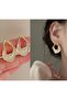 Women's Gold Asymmetrical Ecru Enamel Earrings