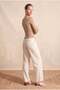 Women's Mink Ribbed Square Neck Long Sleeve Blouse with Snap Front and Babylock Detail Fernanda - 3