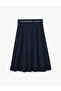 High Waist Belted Pleated Midi Skirt - 5