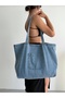 Women's Large Size Denim Jeans Beach and Shoulder Bag with Front Pocket Detail - 2