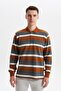 Ar-Ma Men's Polo Collar Sweatshirt, Unprinted, Striped, Buttoned, Without Pockets, Large Size, Ringel Ottoman K30554801 - 3