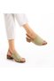 Genuine Leather Arca Low Block Heeled Buckle Casual Women's Sandals - 3