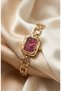 Pinterest Women's Steel Watch Gold Color & Burgundy Dial Square Case Vintage Old Money Luxury Elegant Stylish Women's Wristwatch |   Limited Edition 2026 - 4