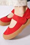 Testar Genuine Leather Women's Shoes with Beret, Scarf and Toe Cap, Red Nubuck - 4