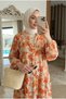 Women's Romantic Floral Patterned Layered Hijab Dress - 5