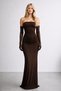 Bitter Brown Elbow-Length Gloves, Special Design Party Gloves, Long Stylish Tulle Gloves - 2