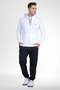 Mecit 2975 White 100% Cotton Hooded Sports Model Large Size Men's Pajamas Set - 2