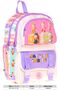 Kids Four-Compartment Girl's Cat Life Printed Purple - Cream School Backpack - L5313 - 3
