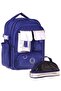 Navy Blue Silver Girls' Navy Blue - Silver School Backpack and Pencil Bag Set - Setkk-K1861C