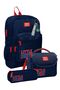 Boy's Navy Blue Red Little Dude Printed Triple Primary School School Bag Set Setygn33219A