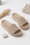 Stylish Stone Detailed Beige Women's Slippers Comfortable Daily Slippers - 3