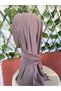 Snap-Fastener Hijab Bonnet, Neck-Covering Hijab, Comfortable, Practical, Pool-Ready, Sea Mink, Ready-To-Wear Combed Cotton Shawl - 2