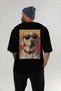For Dog Lovers 5 Black Oversize T-Shirt with Dog Print on the Back 100% Cotton Unisex Dog Lover Premium Design - 5