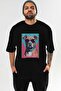 For Dog Lovers 46 Front Dog Printed Black Oversize T-Shirt 100% Cotton Unisex Dog Lover Premium Design - 2