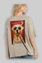 For Dog Lovers 51 Back Dog Print Beige Oversize T-Shirt 100% Cotton Unisex Dog Lover Premium Design - 3