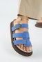 Borde Women's Genuine Leather Scarf and Buckle Nubuck Blue Slippers - 4