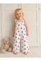 Girl's Cherry Patterned Lace-Up Jumpsuit 100% Cotton Summer Comfortable Fit