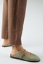 Felicia Women's Genuine Leather Flat Elegant Buckle Water Green Slippers - 6