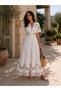 Women's Etamin Embroidered Linen Dress with Elastic Waist - 5