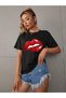 Red Lip Printed Women's / Girls Oversize Red Salas T-Shirt Boyfriend
