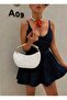 Women's Metal Handle Design Hand and Shoulder Bag White - 3
