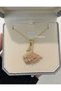 Steel Gold Pink Swan Necklace