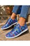 Women's Blue Patterned Genuine Leather Daily Orthopedic Shoes + Available up to Size 36-43 - 2
