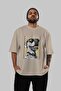 For Dog Lovers 54 Front Dog Printed Beige Oversize T-Shirt 100% Cotton Unisex Dog Lover Premium Design - 5