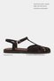 Majes Bitter Brown Suede Leather Embroidery Detail Flat Sole Women's Sandals - 2