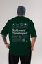 Software Developer Oversize Back Printed Green T-Shirt 100% Cotton Streetwear Premium Comfortable Fit - 2