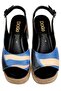 Women's Vegan Leather Black Wedge Heeled Sandals - Window Design - 2