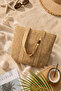 Women's Straw Bag - Dark Beige - 2