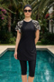Short Sleeve Lycra Semi-Closed Swimsuit 6271 Black10