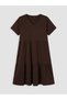 Lcw Curve Brown Plus Size V-Neck Layered Dress - 4