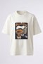 Snoop Doggy Design Back Printed Cotton White Oversize T-Shirt