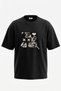 Grunge Yuz Design Back Printed Cotton Black Oversize T-Shirt