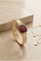 Helen Women's Steel Watch Gold Color & Burgundy Dial Oval Case Vintage |   Old Money Luxury Elegant Stylish Women's Wristwatch 2026 - 4