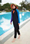 Asymmetrical Color-Blocked Black Full-Coverage Hijab Swimsuit 4 Pieces – M2475 - 4