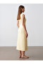 91704 Slit Detailed Midi Dress-Light Yellow - 2