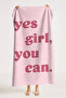Motivational Written Yes You Can Pink Beach Towel - Minimalist Typographic Bath Beach Cover - 6